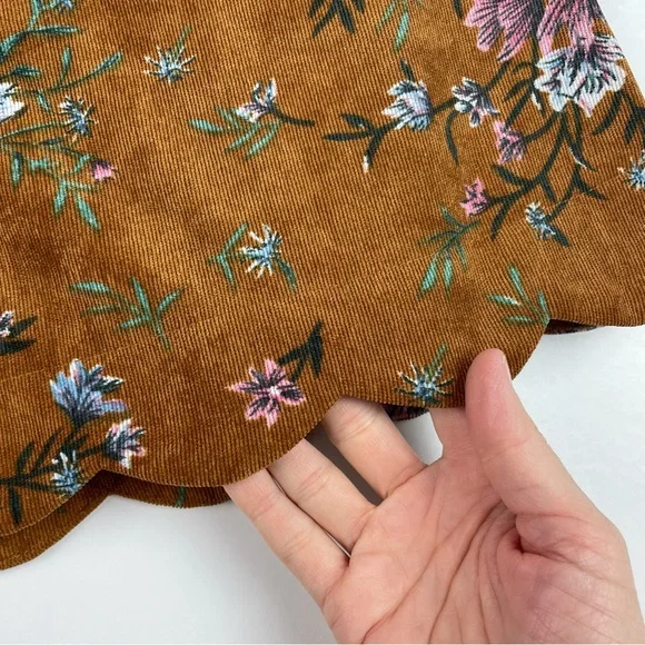 Chance Brown Pink Green Floral Scallop Skirt Women Medium - Picture 5 of 6